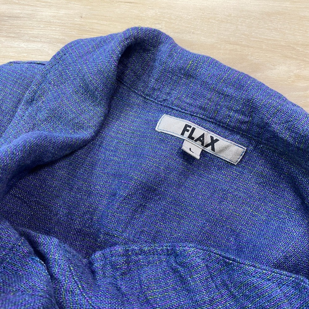 Flax Blue Button-Front Linen Jacket - Picture 2 of 7